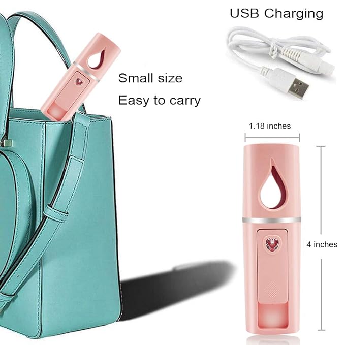 Portable Nano Facial Mister Mini Facial Steamer Atomization Eyelash Extensions with Mirror & 20ml Visual Water Tank (2 Packs)