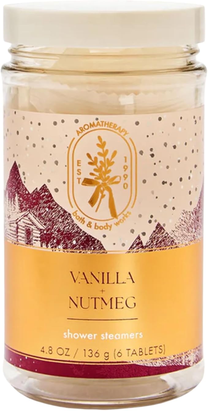 Bath & Body Works Aromatherapy Shower Steamers 4.8 OZ / 136 G Bottle (6 Tablets) (Vanilla Nutmeg)