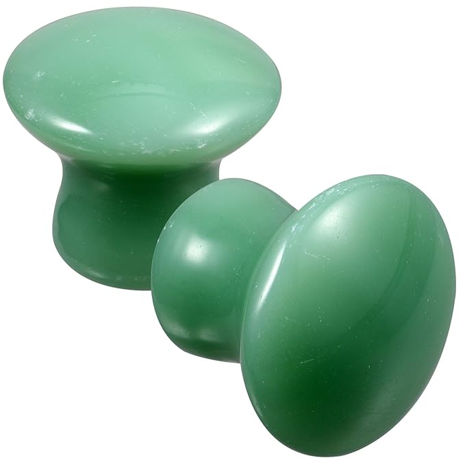 Gatuida 2pcs Green Jade Quartz Massage Rollers Stones Small Facial Massaging Jade Boards Mushroom Shaped Gua Sha Tools Beauty Massagers for Face