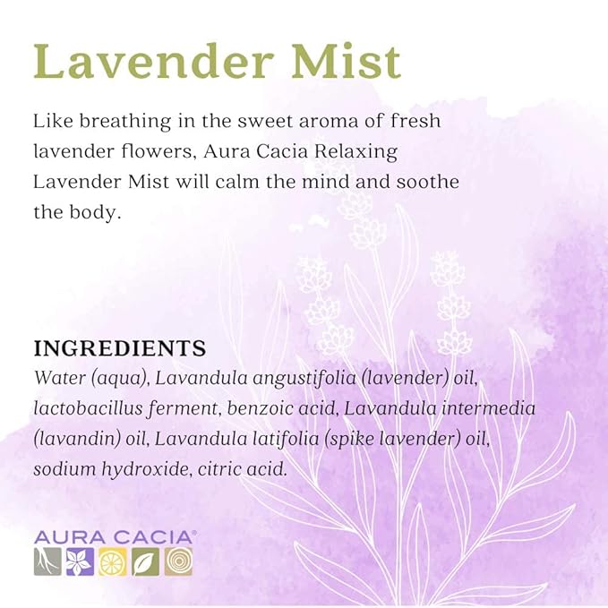 Aura Cacia Relaxing Lavender Aromatherapy Mist,4-Ounce,Lavender Pure Essential Oils,Sweet & Floral Aroma,(Pack of 2)