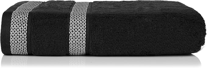 CASA COPENHAGEN Solitaire 6Pcs 100% Egyptian Cotton Large Designer Towels Gift Set- Black - Dark Purple, 600GSM, 2Bath 2Hand 2Washcloths, Bath Towels for Bathroom Set for Women & Men