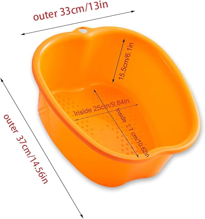 AXLOFO® Foot Soaking Bath Basin, Large Plastic Foot Soaking Tub, Feet Massage Feet Bath Bucket, Great for Getting the Dead/Old Skin Off Your Foots (orangebasin)