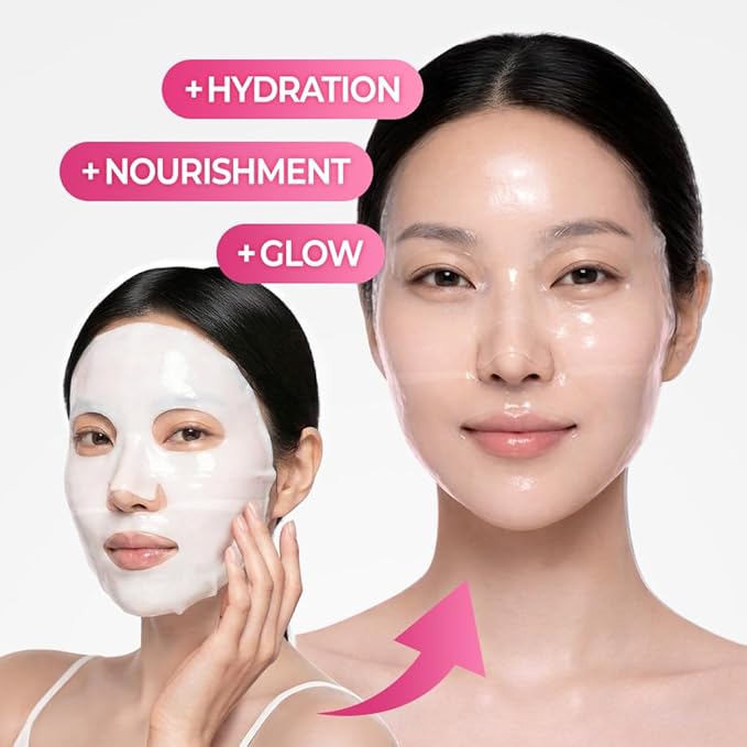 NEXTBEAU Collagen Hydrogel Face Mask (Pack of 4, 34g Each / 1.19oz) – Korean Masks with Hydrolyzed Collagen, Hyaluronic Acid, Niacinamide & Peptides (1Count (Pack of 4))