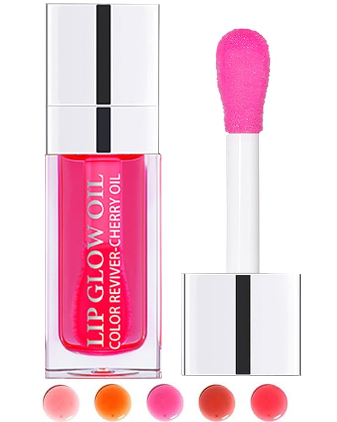 Plumping Lip Glow Oil,Hydrating Tinted Lip Oil Gloss,Transparent Toot Lip Oil Lipgloss,Long Lasting Moisturizing Glow Reviver Lip Care Oil,Lip Tint Stain Lipstain,Christmas Gift for Women(#015 Cherry)