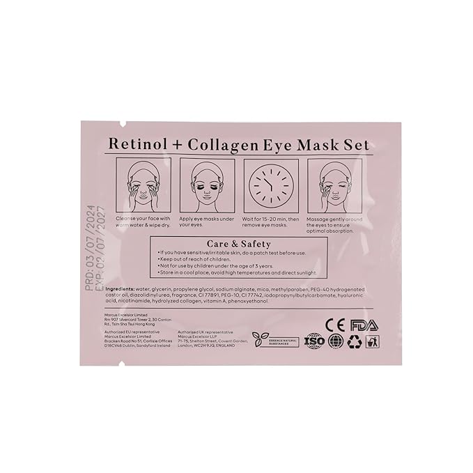 BLOOMORA Retinol & Collagen Under Eye Patches (20 Pairs) - Dark Circles & Puffy Eyes Care - Eye Care Mask