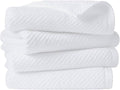 Madison Park 4-Piece Hand Towel Set for Bathroom 18" x 28" Diagonal Ribbed, White - 100% Cotton Soft Quick Dry & Absorbent Gift | Zero Twist, 500 GSM, Oeko-TEX, Hotel Quality