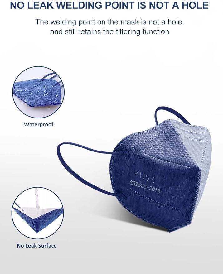HUHETA KN95 Face Mask 60 Pack, 5-Ply Breathable & Comfortable Safety Mask, Filter Efficiency≥95%-Individually Wrapped