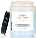 M&SENSE Fresh & Linen Cotton Scented Candles for Home, 19.4oz Natural Soy Wax, 110-Hour Long Lasting, Non Toxic Clean Cotton Scent for Laundry Day, Aromatherapy Home Fragrance Gifts for Family