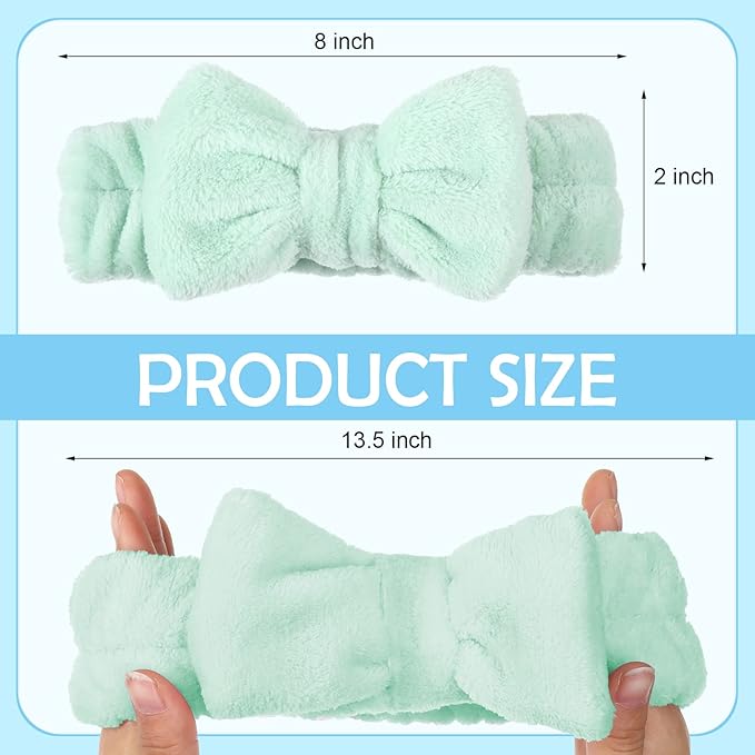 Yinder 40 Pack Bow Spa Headband Coral Fleece Makeup Headband Soft Face Wash Headbands Cosmetic Skin Care Headbands Facial Head Wraps Cute Bow Head Bands for Women Girls Shower Supplies (Pure Style)