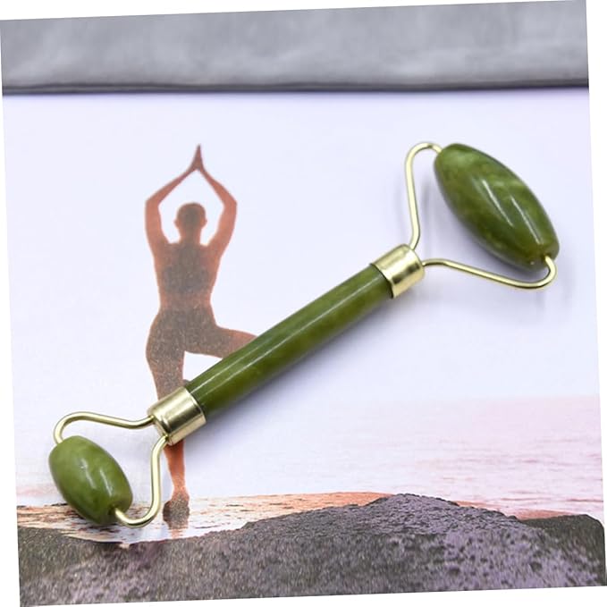 NOLITOY 3pcs Jade Roller Facial Massage Tool Portable Skin Care for Puffiness Relief and Migraine Soothing Natural Green Face Roller for Beauty Routine
