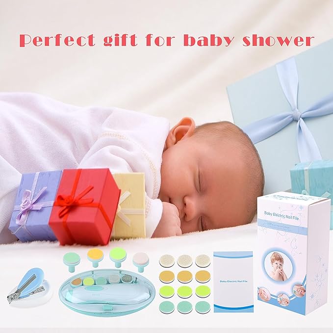 Baby Nail Trimmer Electric Nail File Baby Nail Clippers, 20 in 1 Safe Nail Filer Grinder Kit for Newborn Infant Toddler Kids or Adults Toes Fingernails Care Trim Polish, Led Light and Grinding Heads