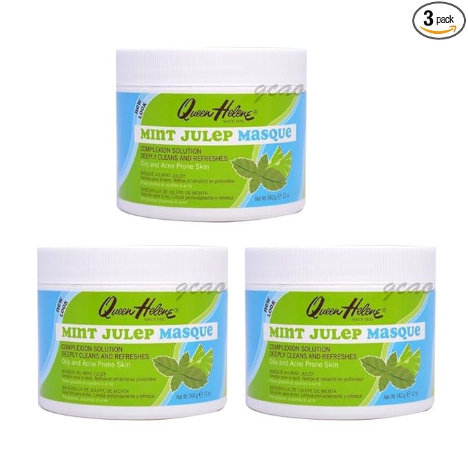 Queen Helene Jar Mint Julep Masque for Oily and Acne Prone Skin, Deeply Cleans and Refreshes, 12 Ounce - 3 Pack