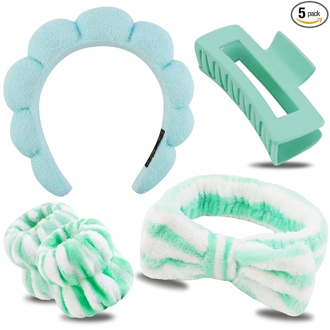 Chanaco Spa Headband, Makeup Headband with Wrist Towels, Hair Accessories for Women and Girls