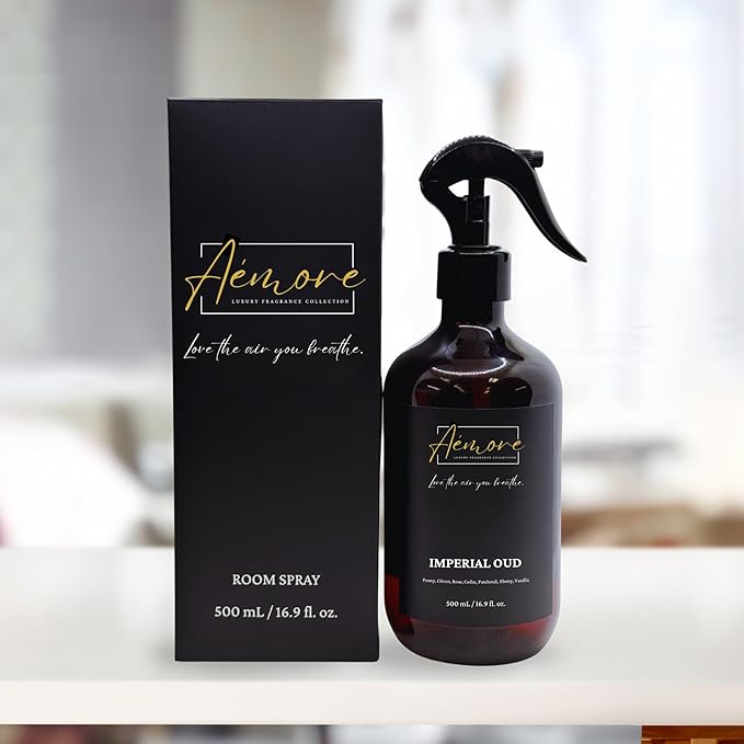 Room and Linen Spray/500 ml/Relaxing Home Fragrance, Fabric, and Bathroom Deodorizer (Imperial Oud)