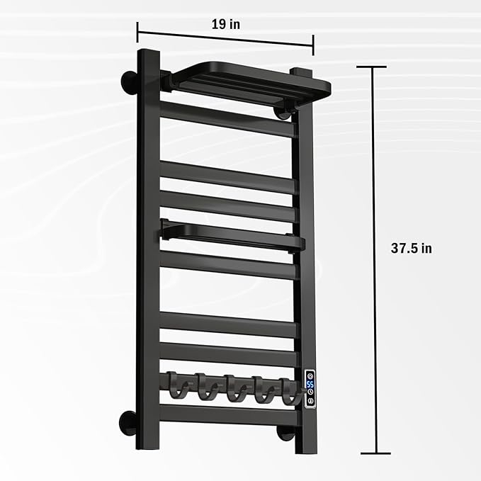 Electric Towel Warmer Rack for Bathroom, 110V 150W Heated Towel Rack with LED Display & 8H Timer, No Drilling/Wall Mounted