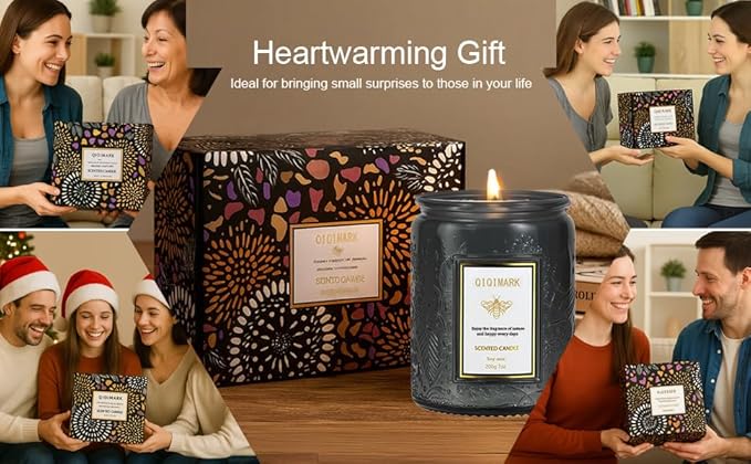 Scented Candles Set - 6 Pack Candles for Men Home Scented, 42 oz Soy Wax, 300 Hour Long Lasting Candle, Soy Candle Gifts Set for Men, Birthday, Valentine, Christmas, Anniversary Present