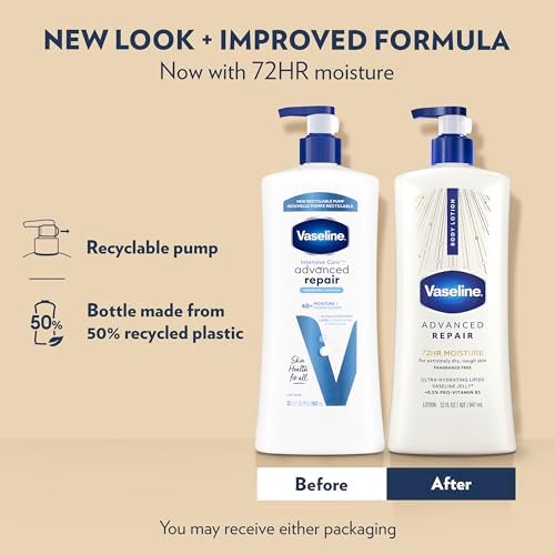 Vaseline Advanced Repair Body Lotion for Dry Skin, Unscented 32oz - Image 4