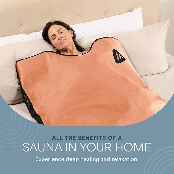 LifePro RejuvaWrap Infrared Sauna Blanket for Detox & Relaxation – Low EMF Carbon Fiber Heating, 9 Temp Levels, 5 Colors – Portable Sauna Blanket Infrared with Waterproof Interior & Carry Bag