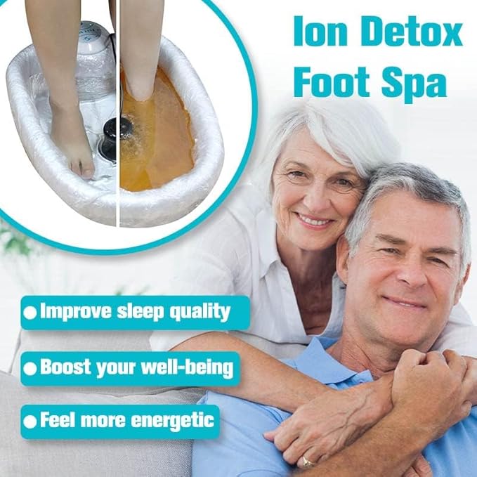 Ionic Foot Bath Detox Machine, Portable Pedicure Spa Bath Massager, Feet Soaking Tub for Home, Personal Relaxation & Cleanse Bio-Energizer, Includes 2 Arrays, 1 Acupoint Massage Roller & 2 Sea Salts