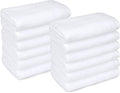 Amazon Basics Cotton Washcloths, Lightweight Quick-Dry, Absorbent Face and Body Towel Set, 12" x 12", White, 12-Pack
