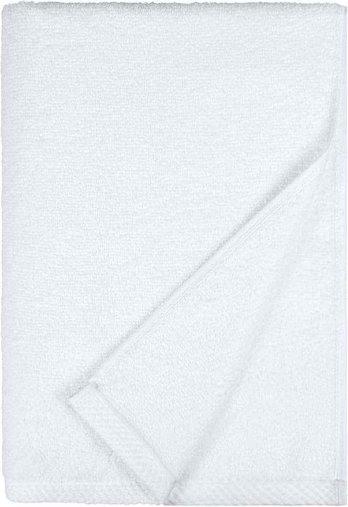 Amazon Basics 100% Cotton Soft Quick-Dry 8-Piece Towel Set, Bath Towels, Hand Towels, Washcloths, White, Compact & Lightweight