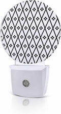 Night Lights Auto Sensor Black White Diamond Night Light Geometric Rhombus Round Lamp Plug-in LED Nightlights Dusk to Dawn for Living Room Bedroom Bathroom Hallway Wall Decor