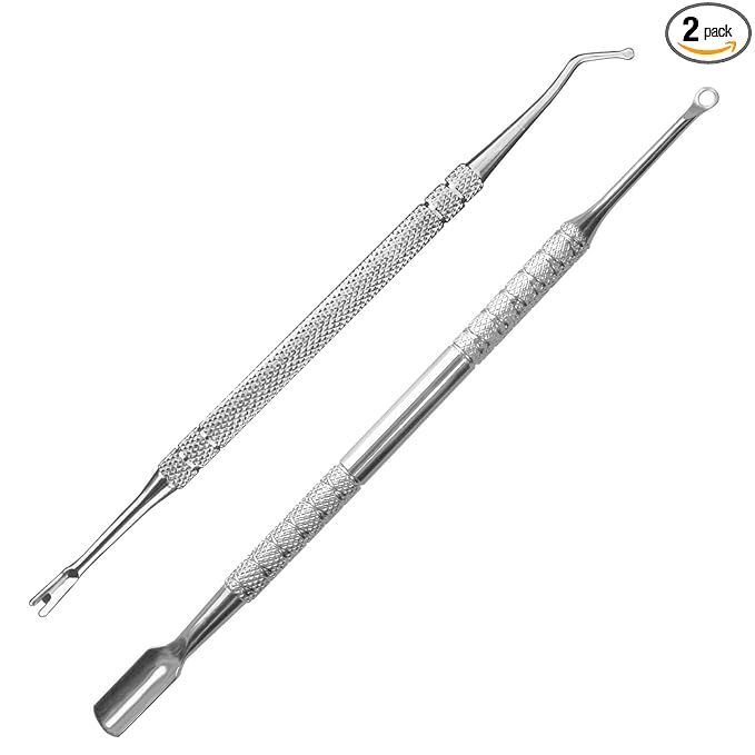 Premium Stainless Steel Manicure Tools 2-Piece Set, Upgrade Gel Nail Polish Remove Tool & Cuticle Pusher, Cuticle Trimmer & Nail Lifter, Durable&Hygienic, For Women