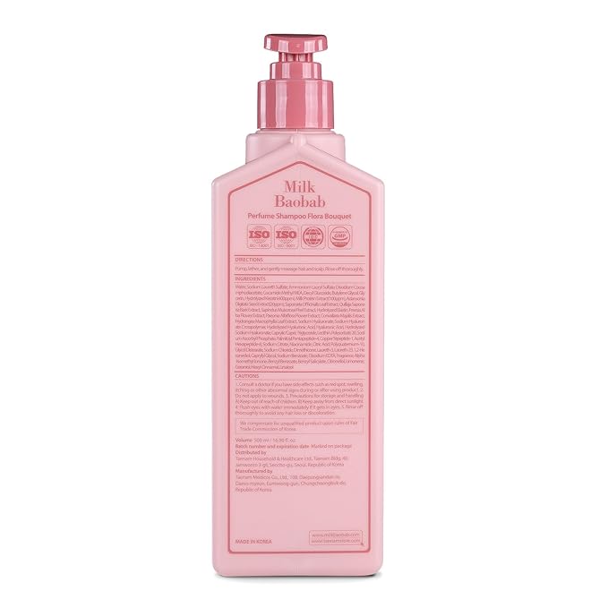 Milk Baobab Hydrating Shampoo, Nourishing Korean Hair Care, Long-Lasting Flora Bouquet Fragrance, Hydrolyzed Keratin, Paraben-Free, 16.9 fl oz