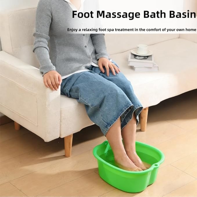 Ytterbium Foot Soaking Bath Basin, Large Massage Foot Soaking Tub, Plastic Home Spa Pedicure Bucket, Relaxation & Stress Relief, Suitable for Women & Men (Green)