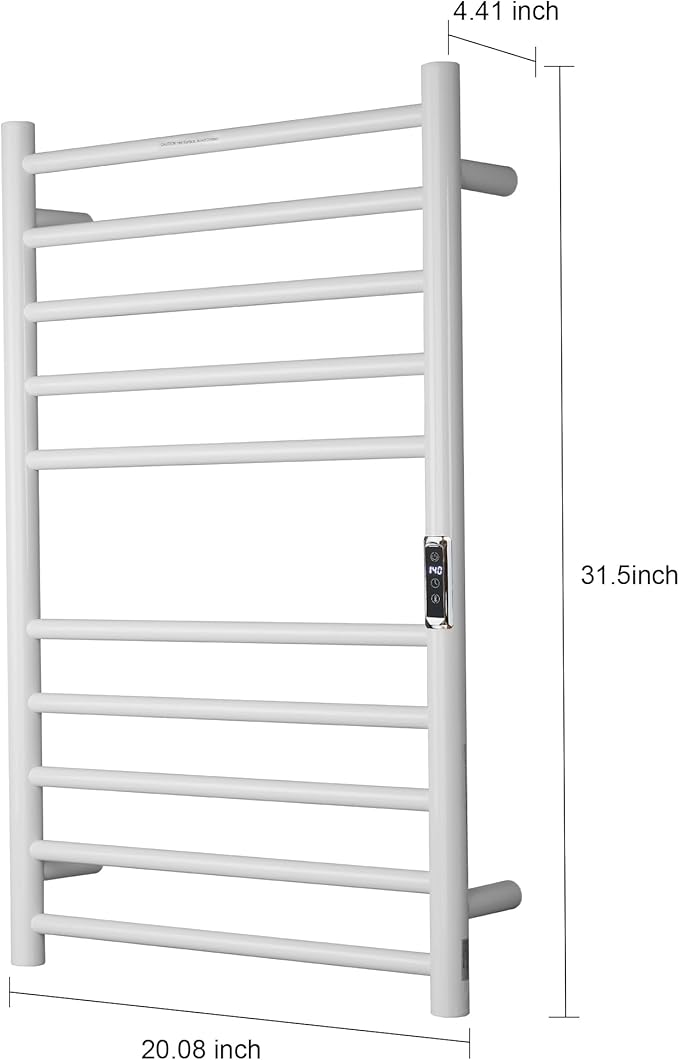 Heated Towel Racks for Bathroom, Wall Mounted Electric Towel Warmer Racks with Timer & Temperature Control, 10 Bar Stainless Steel Towel Heater for Bathroom,White, Plug-in