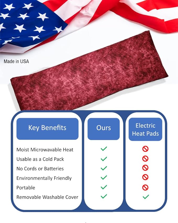 Microwavable Corn Filled Heating Pad and Cold Pack/Washable 100% Cotton Cover (Etched - Burgundy, 5.25in W x 17.25in L)