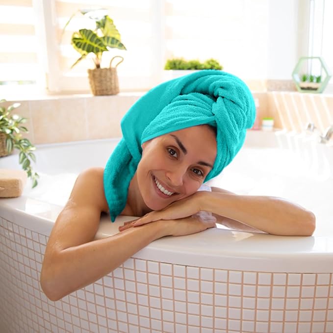 KAHAF COLLECTION 6 Pack Bath Towels Set (27 x 54 Inches) 100% Ring Spun Cotton, Lightweight, Quick Dry, Highly Absorbent Towels (Aqua, (27x54) Inches)