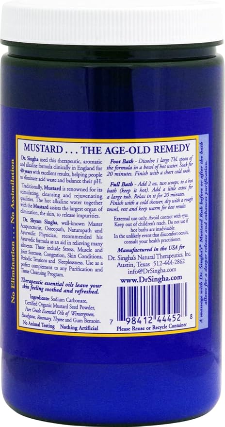 Dr. Singha’s Mustard Bath – Therapeutic Bath Salts for Relaxation, Soothing Comfort & Refreshing Aroma – 28 oz Aromatherapy Soak with Mustard Seed & Essential Oils - Bathing Alternative to Epsom Salt