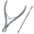 Professional Cuticle Trimmer Nail Cuticle Cutter Stainless Steel Cuticle Nippers with Sharp Blades Double Spring Manicure Tools for Nail Care Pedicure Home Spa (Gray - Pusher Included)