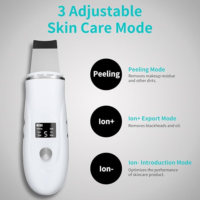 Face Spatula Blackhead Remover - 4 Modes Deep Cleansing Pore Extractor, Fast Charging Skin Scrubber for Women Facial Skincare Gift
