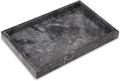 Marble Bathroom Vanity Tray, Natural Luxury Vanity Home Kitchen Bathroom Table Tray, Stone Decorative Countertop Dresser Trays for Key Coffee Perfume Jewelry Makeup (Black, 12"x 8" x1.2")