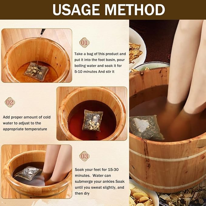 Ouliget Herbal Pedicure Foot Soak,Lymphatic Drainage Ginger Mugwort Foot Bath,Foot Soak Kit for Remove Toxins Relieve Fatigue Dispel Cold and Remove Dampness,15 Pack