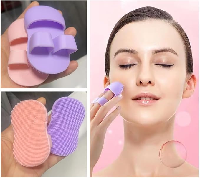 6 Pack Face Scrubber Mini Facial Brush Silicone Wash Exfoliator Finger Glove Pads Handheld Cleansing Brushes Tool for Skin Care Deep Clean Blackhead Acne Pore Removal