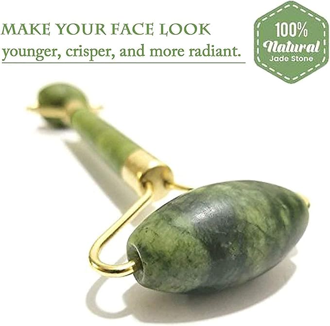 Jade Roller & Gua Sha Set – 100% Natural Jade Stone Face Massager | Cooling Facial Tool for Skin Tightening, Anti-Aging, Puffiness & Lymphatic Drainage | Skincare Gift for Women