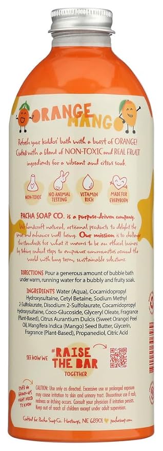 PACHA SOAP Kids Orange Mango Bubble Bath, 16 FZ