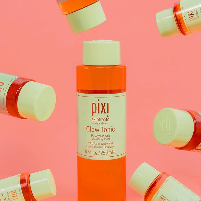 Pixi Glow Tonic Exfoliating Face Toner with 5% Glycolic Acid, Ginseng and Aloe Vera, Alcohol-Free Pore-Refining Toner for Radiant Skin, 8.5 fl oz / 250 ml