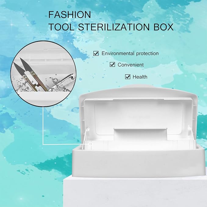 Plastic Sterilizing Tray,Tool sterilization box,Nail Tools Plastic Sterilizing Box Beauty Tool Sterilizing Tray Disin-fection Box,Tweezers,Hair Salon,Spa & Cutter Manicure Equipment-(White)