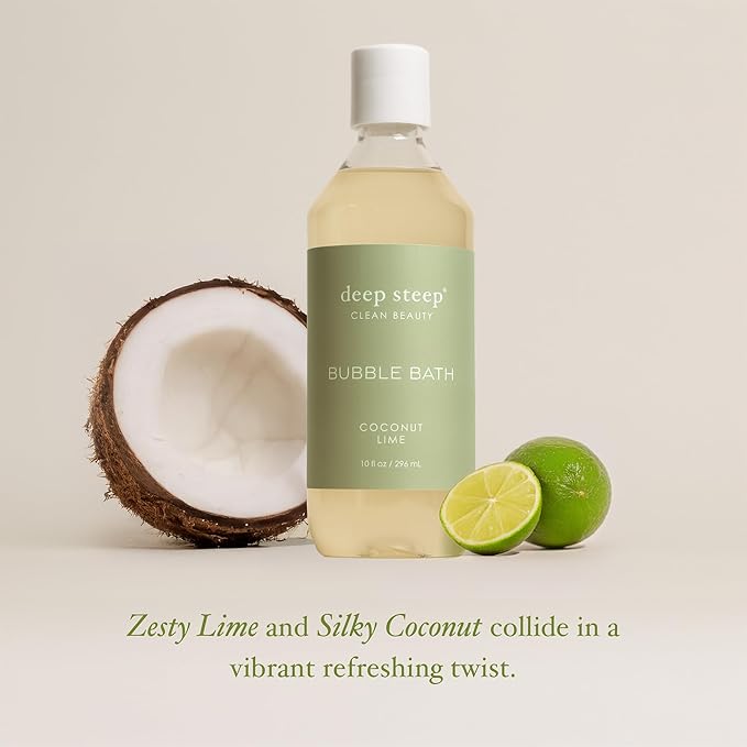 Deep Steep Bubble Bath, Coconut Lime, 10 oz – Soothing Soak with Shea Butter, Argan Oil, Aloe Vera & Coconut Oil – Vegan, Sulfate-Free, PH-Balanced Clean Beauty
