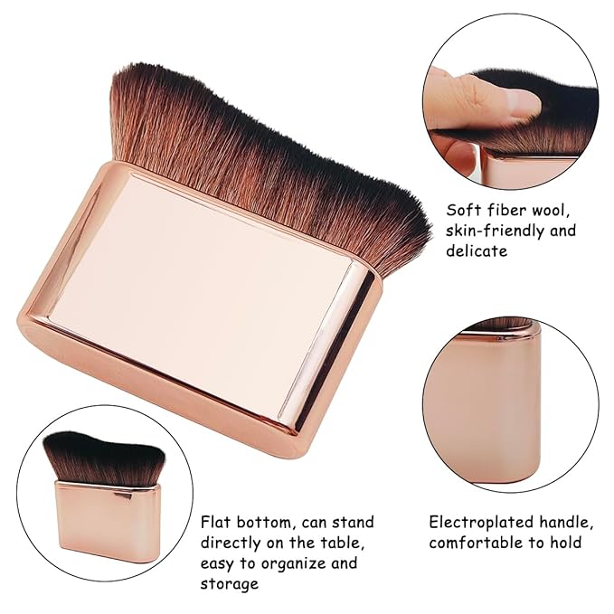 2Pcs Extra Large Body Makeup Brush,YuCool Kabuki Brush for Self Tanner,Rose Gold Self Tanning Blend Brush for Face Body