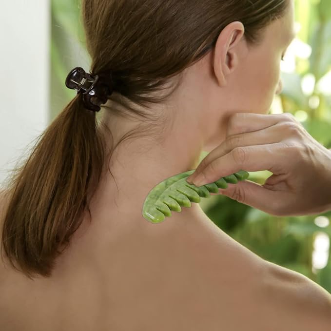 Scalp Massage Comb, Scalp Massager for Hair Growth, Head Scratcher for Itchy Scalp, Natural Gua Sha Jade Stone for Stress Relief, Meridian Brush