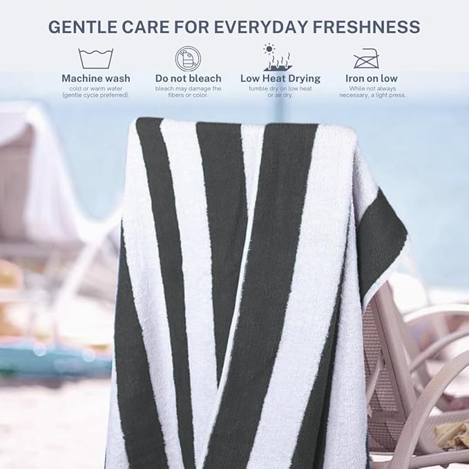 Cotton Turkish Beach Towel with Towels Oversized 30"x60" Pool Absorbent Extra Large Quick Dry Sand Travel Towel (Cabana Mix, 6 Pack)