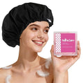 Years Calm Shower Cap for Women Waterproof Reusable – 27g Ultra Lightweight Double-Layer Shower Bonnet, Secure Fit for Long, Curly Hair, Travel & Spa (Black)