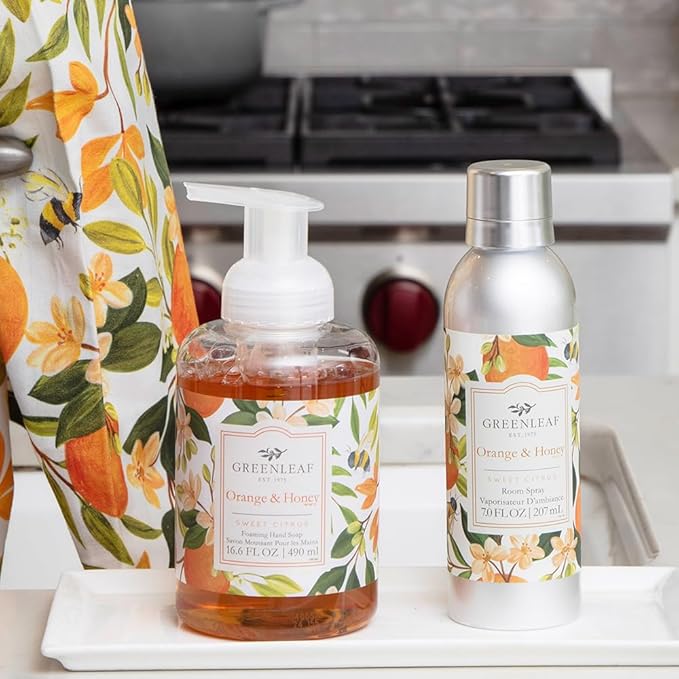 Greenleaf Gifts Orange & Honey Scented Room Air Freshener Spray | Non-Aerosol 7 oz Spray | Citrus Air Freshener for Home | Home Fragrance for Bedroom & Bathroom