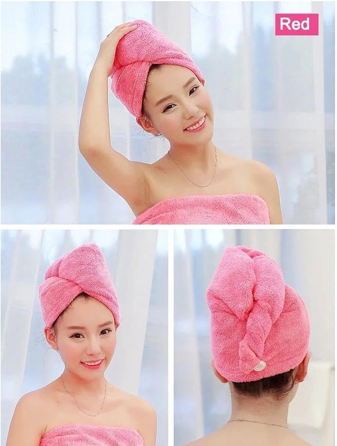 ADOGO Microfiber Hair Towel - 2 Pack Hair Turbans for Wet Hair, Drying Hair Wrap Towels for Women and Kids - Suitable for All Hair Types（Pink，Purple）