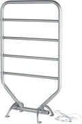 Warmrails Traditional Towel Warmer - Free-Standing or Wall Mounted Towel Warmer Rack for Drying Towels and Garments - 34-Inch Nickel Finish Frame with 4 Bars - Model RTS